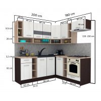 Bucatarie de Colt COSSY NEW 180-200 DR. Wenge / Decor K352